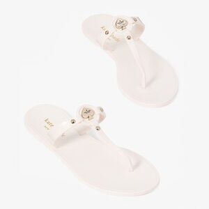 ♠️Kate Spade Kendall T-Strap Jelly Flat Sandals, Parchment White NWT